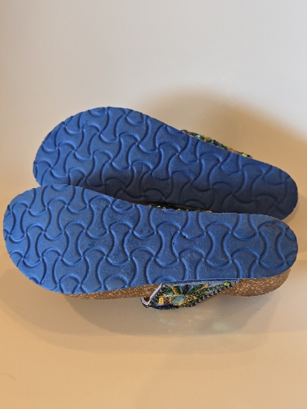 White Mountain " Bluejay" Beaded Wedge Thong Boho Design Women's Sandals - Picture 8 of 10